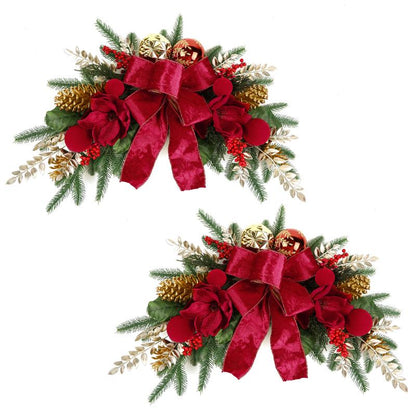 2025 Magnolia Christmas Wreath – Holiday Door Decoration with Silk Bows, Pinecones, Balls, Red Berries & Magnolia, Outdoor & Front Door Decor