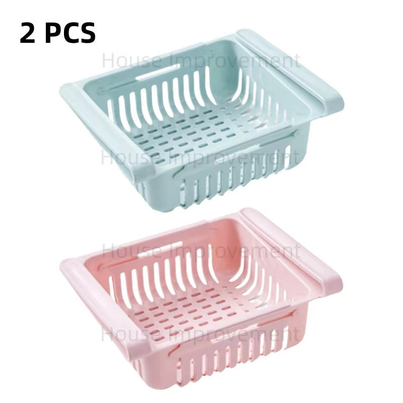 Retractable Multifunctional Tiered Refrigerator Shelf Fridge Organizer Box Fresh Divider Layer Shelf Kitchen Storage Organizer