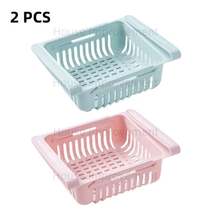 Retractable Multifunctional Tiered Refrigerator Shelf Fridge Organizer Box Fresh Divider Layer Shelf Kitchen Storage Organizer