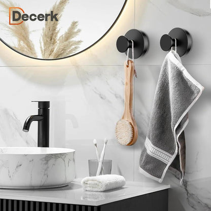 Decerk 2 PCS Suction Cup Hooks for Shower,Removable Shower Towel Hooks Suction Hooks No Drill Hook for Glass Door for Holloween Christmas Decoration Mirror, Windows, Tile, Robe, Bathroom Suction Hook