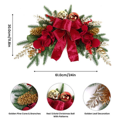 2025 Magnolia Christmas Wreath – Holiday Door Decoration with Silk Bows, Pinecones, Balls, Red Berries & Magnolia, Outdoor & Front Door Decor