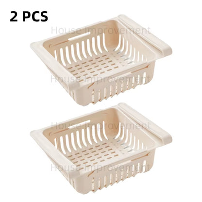 Retractable Multifunctional Tiered Refrigerator Shelf Fridge Organizer Box Fresh Divider Layer Shelf Kitchen Storage Organizer