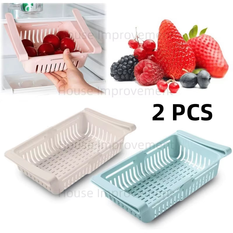 Retractable Multifunctional Tiered Refrigerator Shelf Fridge Organizer Box Fresh Divider Layer Shelf Kitchen Storage Organizer