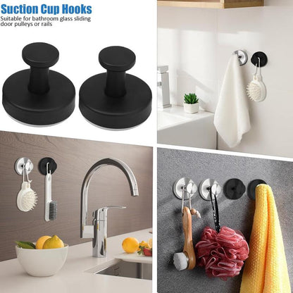 Decerk 2 PCS Suction Cup Hooks for Shower,Removable Shower Towel Hooks Suction Hooks No Drill Hook for Glass Door for Holloween Christmas Decoration Mirror, Windows, Tile, Robe, Bathroom Suction Hook