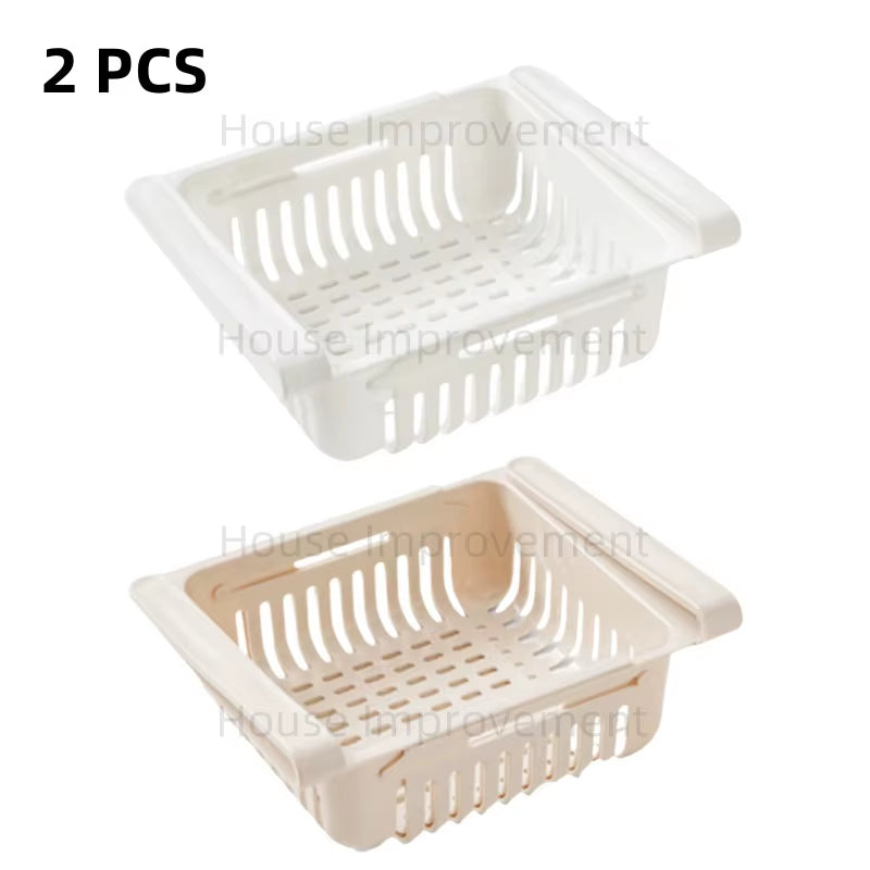 Retractable Multifunctional Tiered Refrigerator Shelf Fridge Organizer Box Fresh Divider Layer Shelf Kitchen Storage Organizer