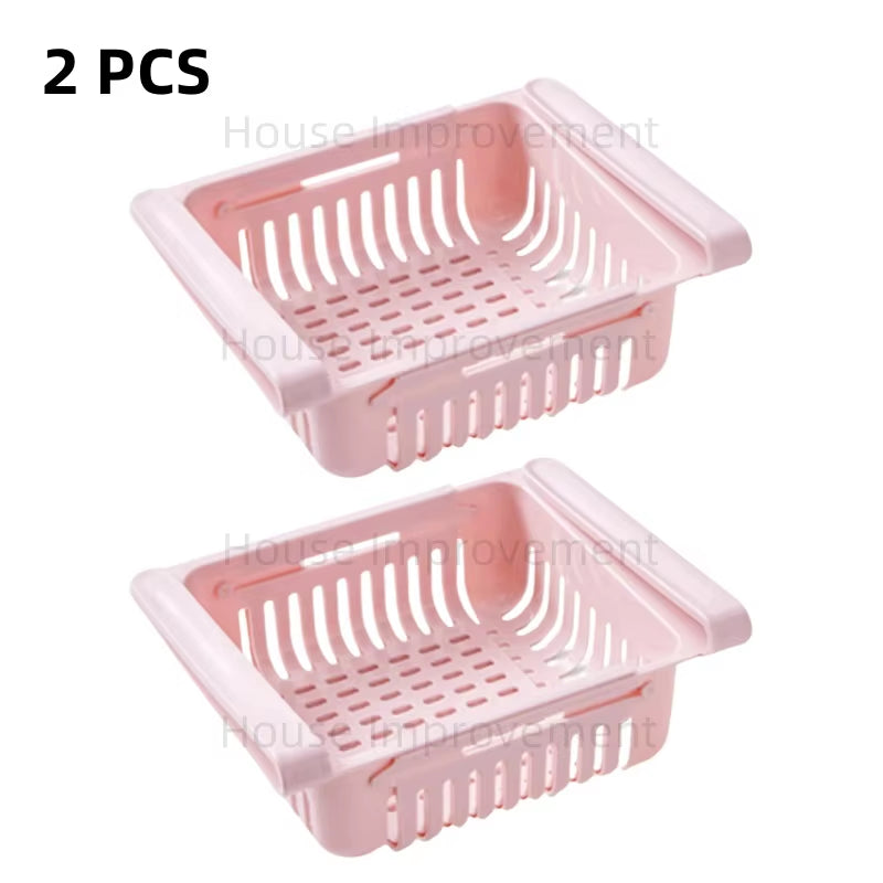 Retractable Multifunctional Tiered Refrigerator Shelf Fridge Organizer Box Fresh Divider Layer Shelf Kitchen Storage Organizer